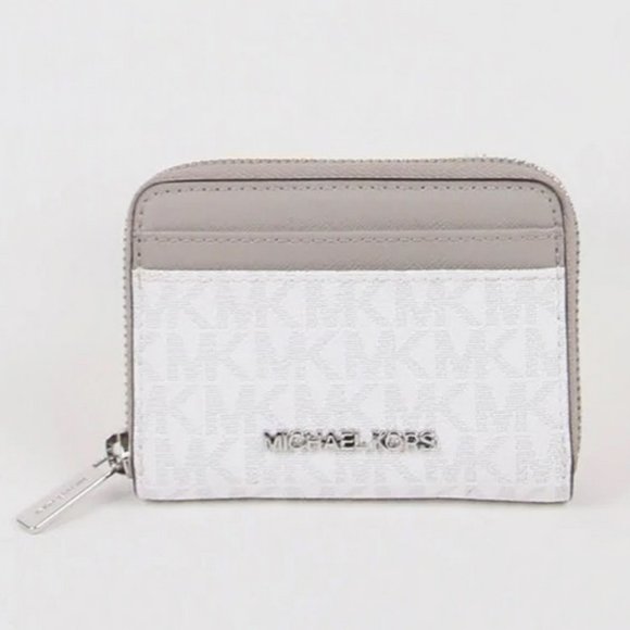 Michael Kors Medium Zip Around Card Case In Bright White - Picture 1 of 3